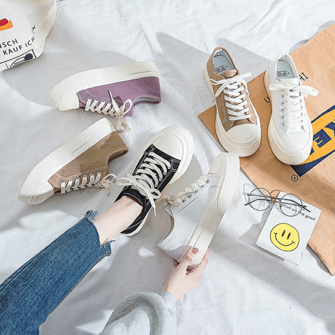 Creative Women's Niche Versatile White Spring Canvas Shoes