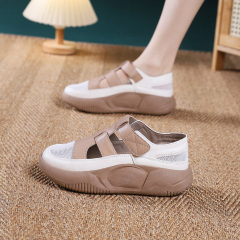 Women's Closed Toe Hole Summer Hollow-out Korean Style Thick Sandals