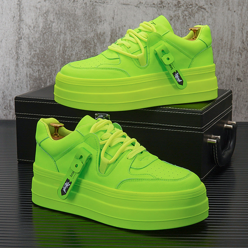 Men's White Winter Height Increasing Insole Trendy Fluorescent Sneakers