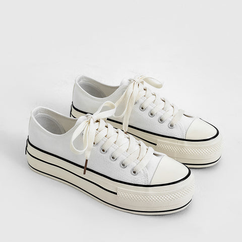 Women's High-low Top Height Increasing Classic Canvas Shoes