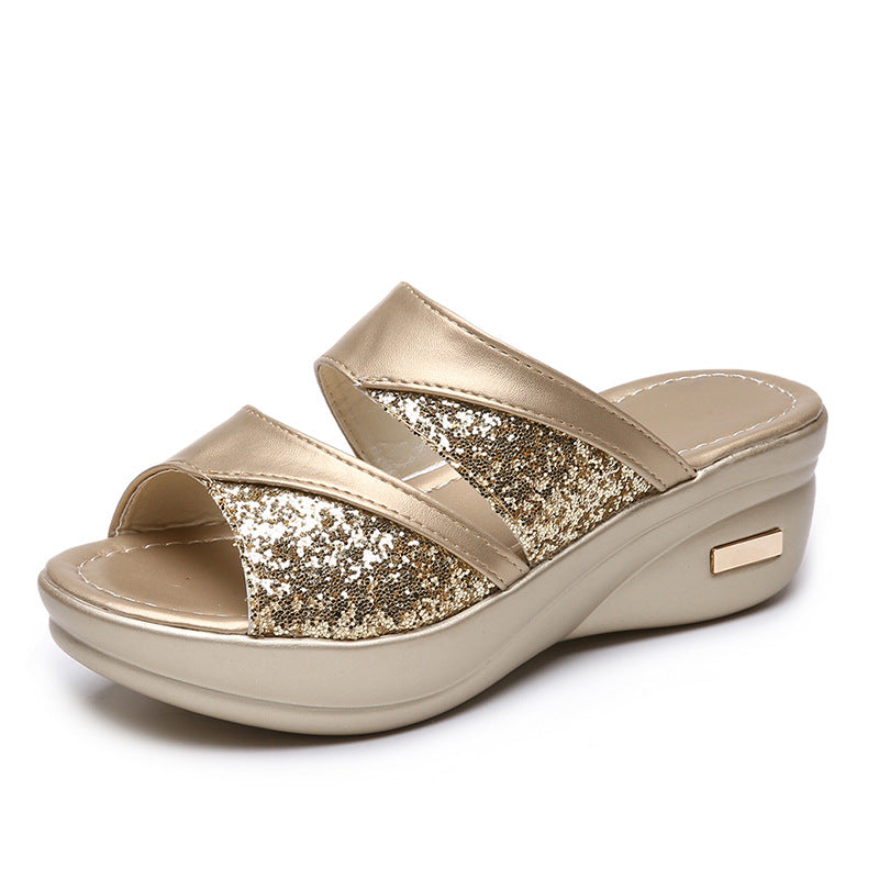 Women's Summer Fashionable Platform Wedge Peep-toe Slippers