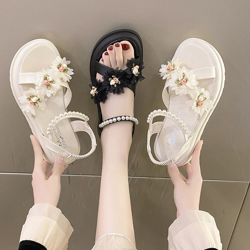 Women's Summer Flat Flower Fairy Style With Sandals