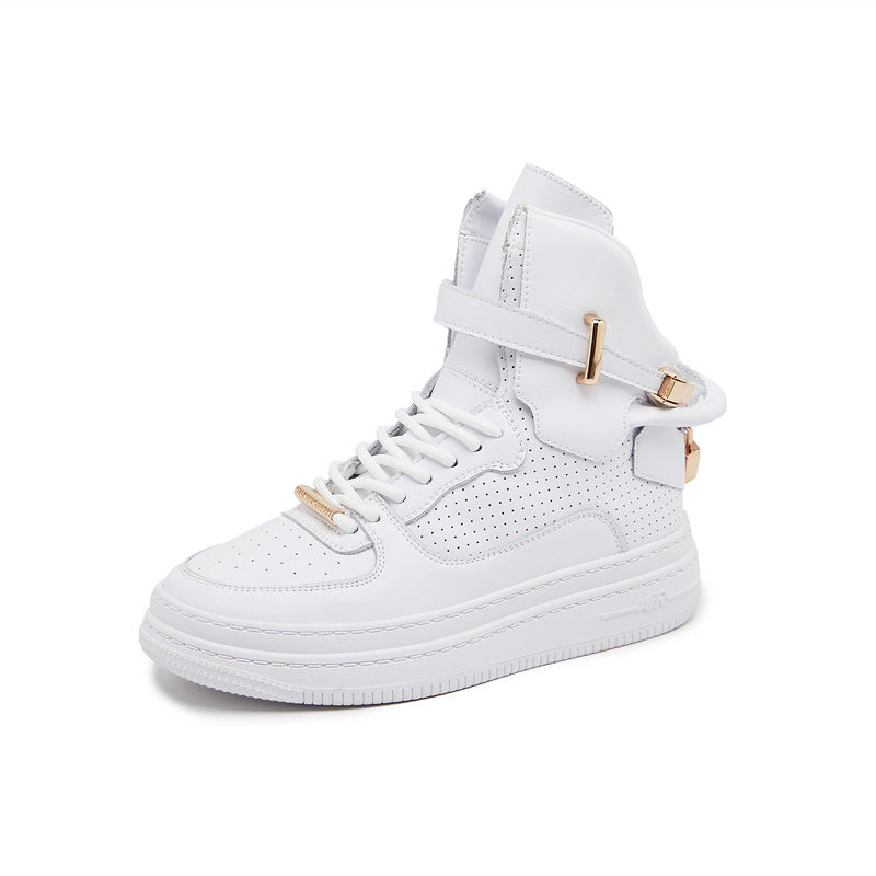 Women's White And High Top Fashionable Platform Casual Shoes