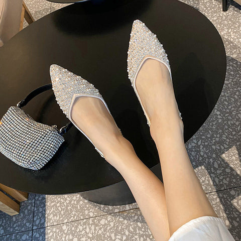 Women's Full Diamond Shallow Mouth Pointed Toe Women's Shoes