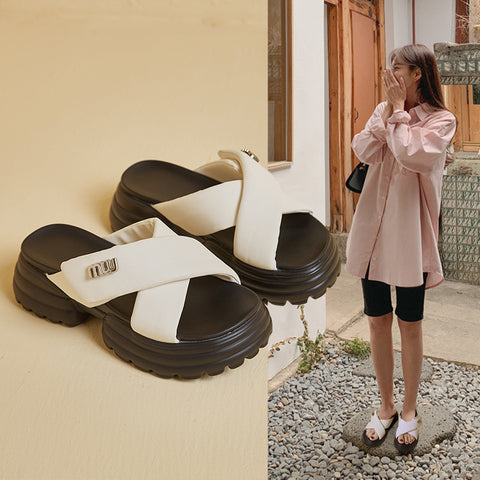 Women's Fashionable Korean Style Thick Bottom All-match Slippers