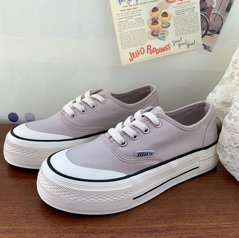 Women's Summer Thick-soled Purple Closed Toe Canvas Shoes
