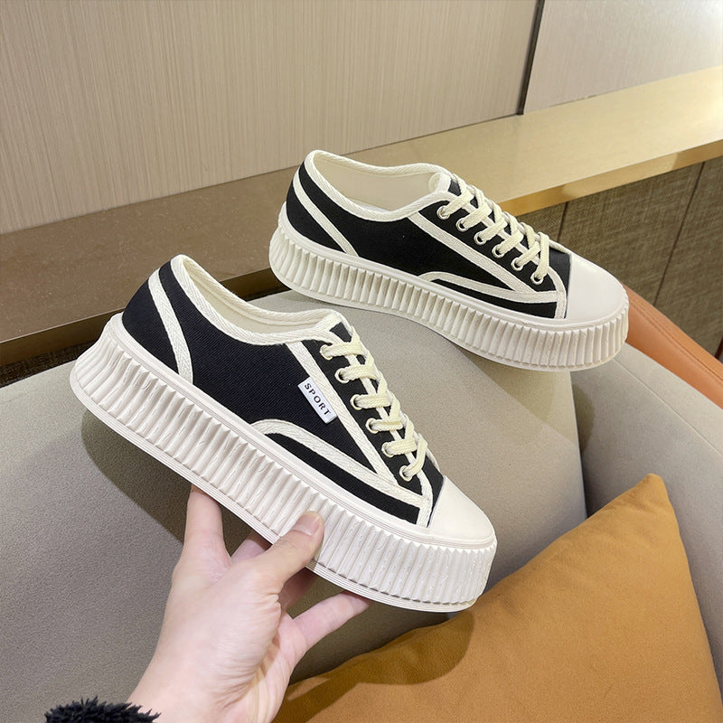Durable Thick-soled Spring Korean Biscuit Shape Canvas Shoes