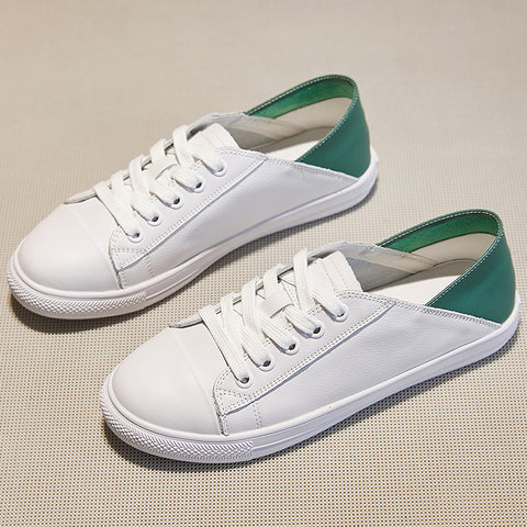 Women's Cowhide Easy Wear Versatile Single-layer Pregnant White Casual Shoes