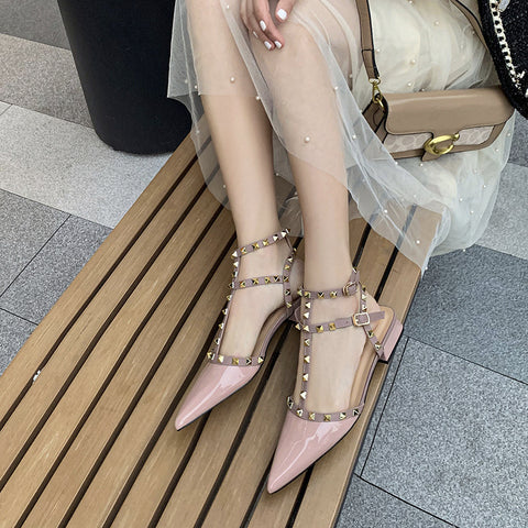 Elegant Women's Closed Toe Thick Pointed Sandals