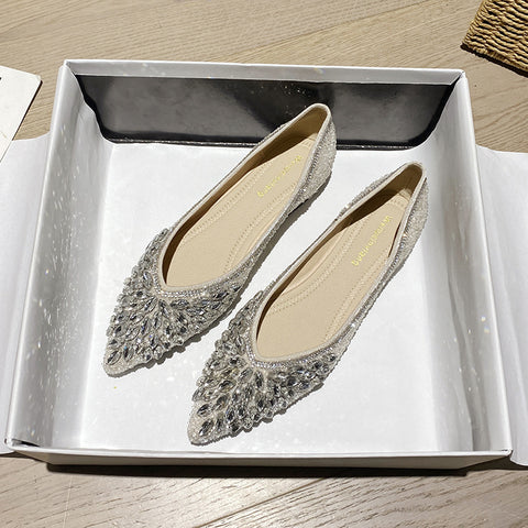 Women's Flat Spring Rhinestone Slip-on Gentle Lei Women's Shoes