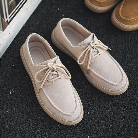 Zapatos casuales versátiles de costura hechos a mano de Color sólido para hombre