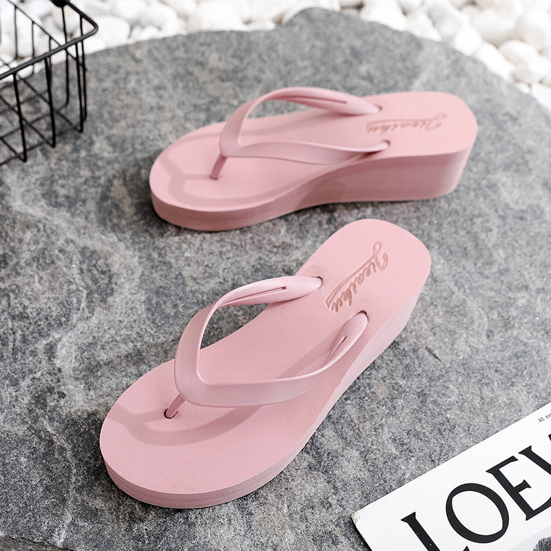 Women's Wedge Chain Candy Color Fashion All-match Beach Flip Flops