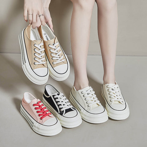Style White Female Breathable Two-way Fashion Canvas Shoes