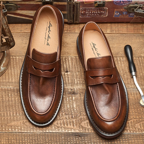 Handgefertigte Slip-On-Loafer aus britischem Penny-First-Layer-Rindsleder für Herren