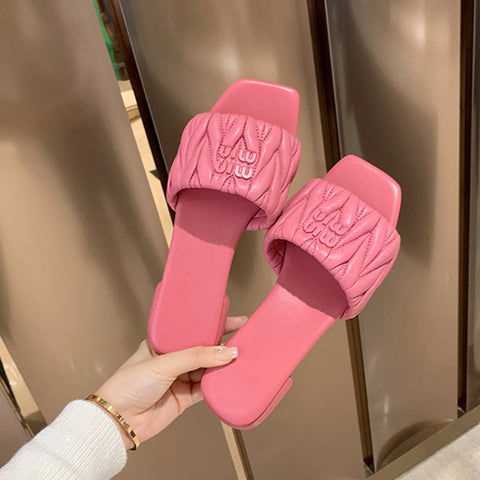 Women's Mom Summer Fashion Square Head Letter Sandals