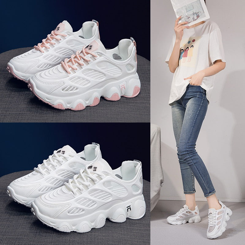Women's White Summer Breathable Thin Running Leisure Sneakers