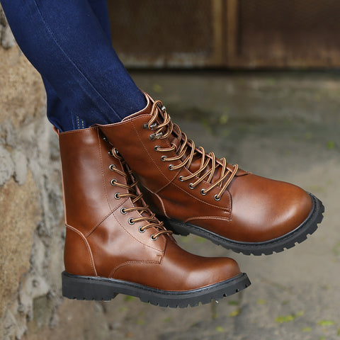Slouchy Men's High-top Platform Trendy Outdoor Boots