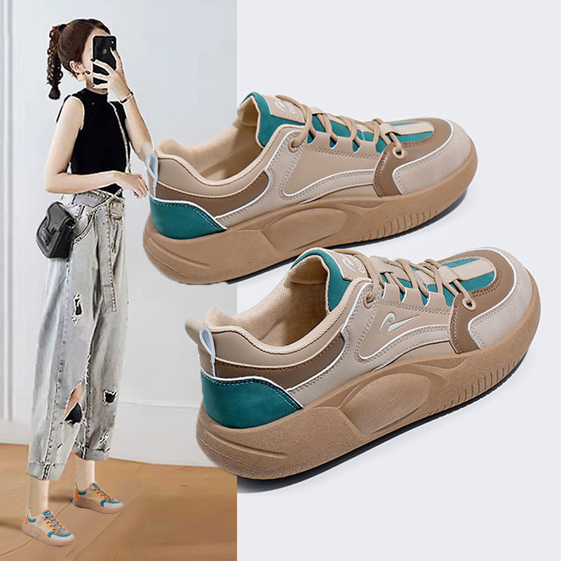 Women's Fleece-lined White Spring Breathable Board Street Casual Shoes