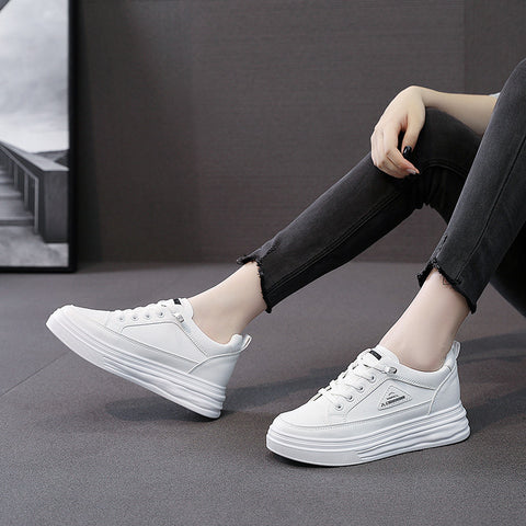 Women's Increasing Insole Platform White All-match Board Sneakers