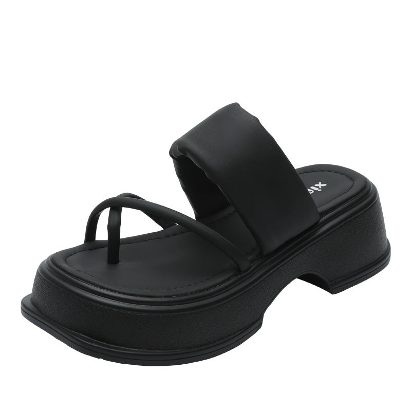 Women's Toe Ring Summer Outdoor Retro Platform Slippers