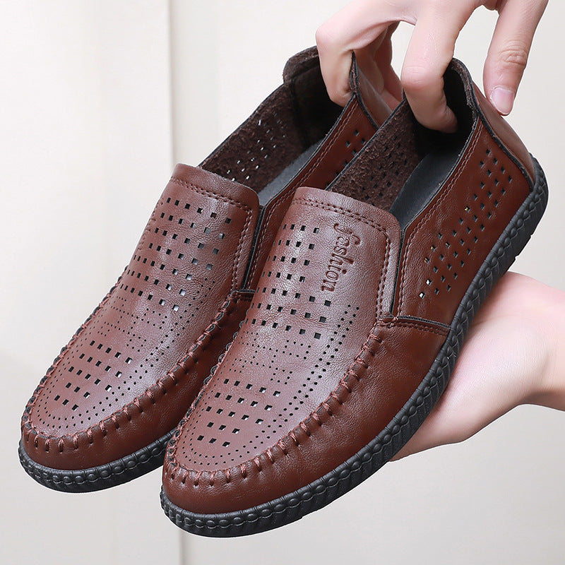 Durable Trendy Men's Breathable Hollow Business Leather Shoes
