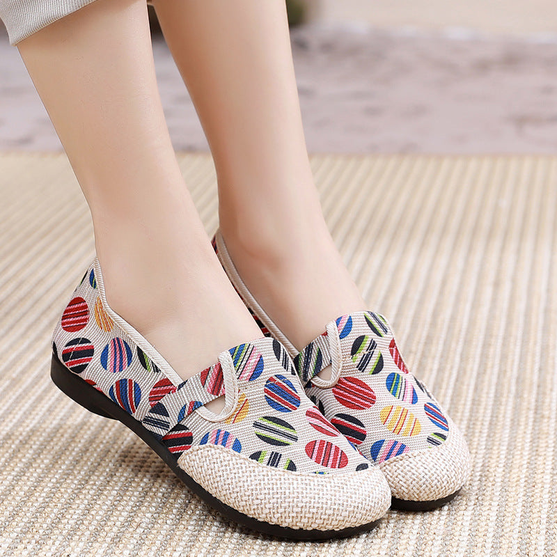Women's Cloth Breathable Linen Fisherman Slip-on Mother Flat Canvas Shoes