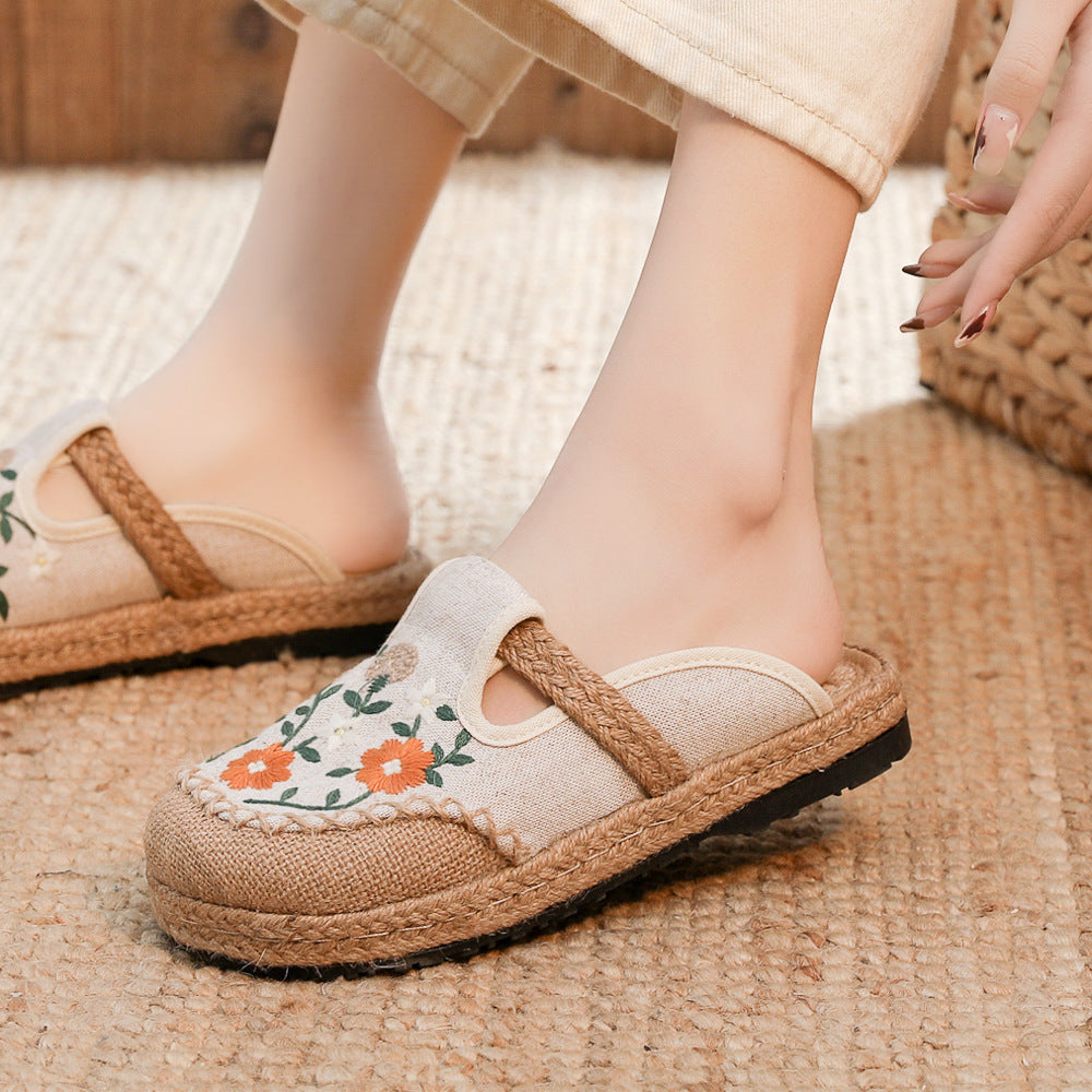 Women's Hemp Indie Ethnic Style Stitching Breathable Sandals