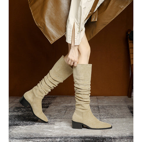 Slouchy Cool Pile Style Chunky High Boots