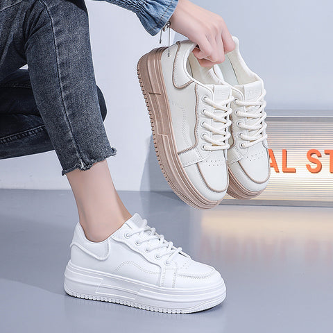 Women's White Spring Korean Style Versatile Platform Sneakers