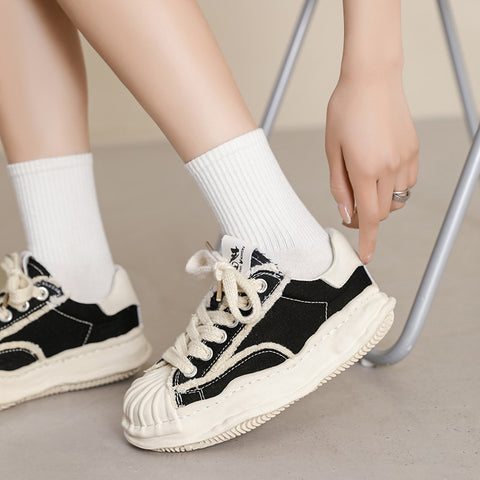 Women's Shell Toe Raw White Platform Casual Shoes