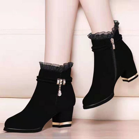 Women's Warm With Veet Thick Ankle Korean Style Boots