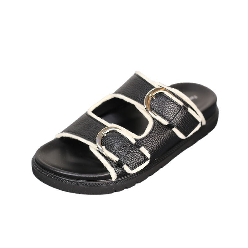 Women's Summer Thick Bottom Belt Buckle With Slippers
